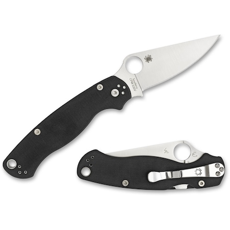 Spyderco 2024 Spyderco Para Military 2 G-10 Black Left-Hand Plain SPY-C81GPLE2
